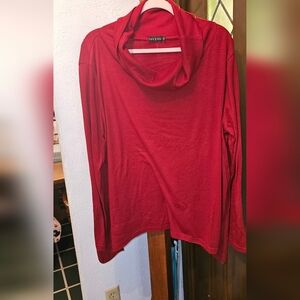 Davenil Red Cowl Neck Top